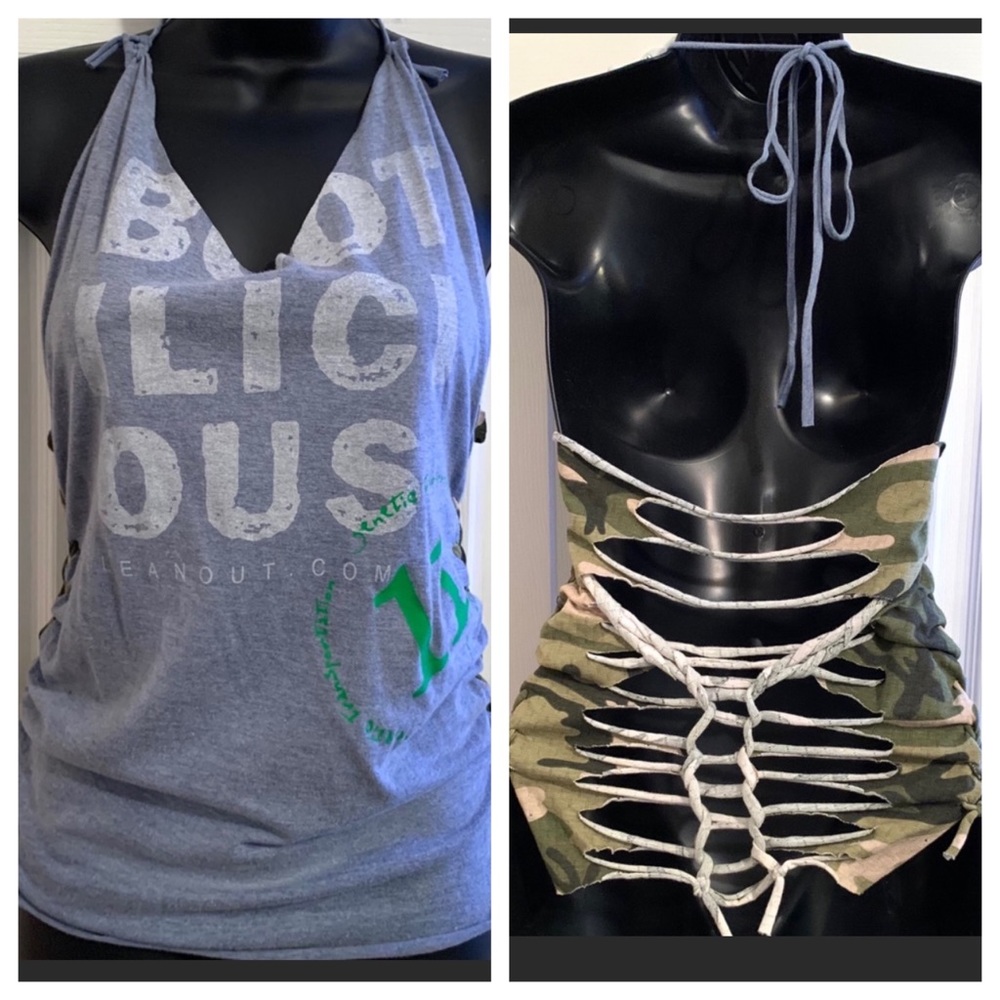 Unique Graphic Handmade T-Shirt with Tie Back